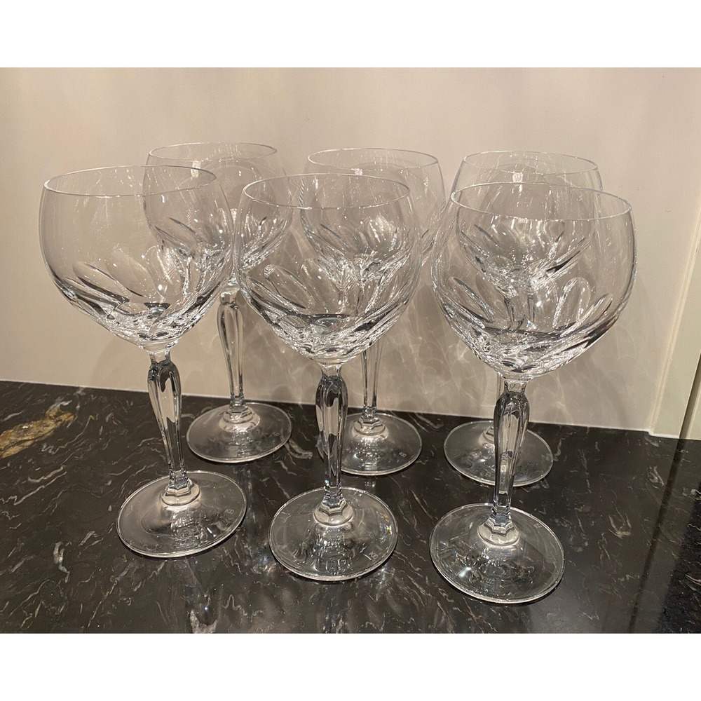 Vintage Spiegelau Crystal Cut Bowl Wine Glasses 8" Tall Set of 6 Germany